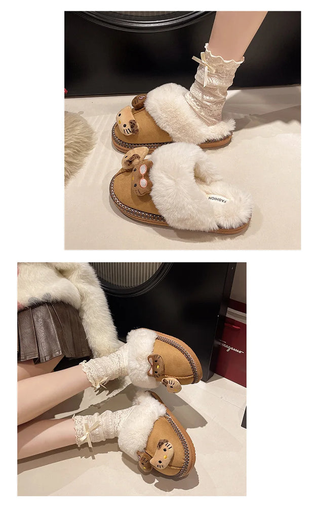 SkinSparkle ® Y2K Kawaii Miniso Hello Kitty Plüsch-Slipper ✨