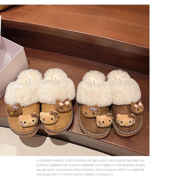 SkinSparkle ® Y2K Kawaii Miniso Hello Kitty Plüsch-Slipper ✨