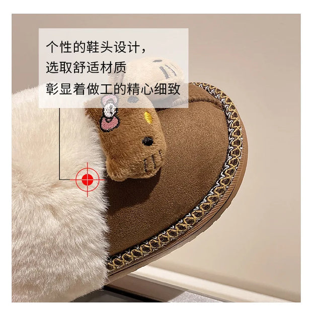 SkinSparkle ® Y2K Kawaii Miniso Hello Kitty Plüsch-Slipper ✨